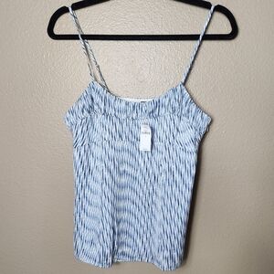 Banana Republic White/Black/Blue Abstract Shirred Camisole-Size 4 (NWT)